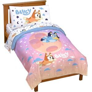 NEW Franco Bluey Sleepytime Sisters Toddler Bed 4 Piece Bedding Comforter Set